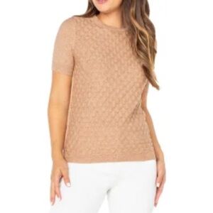 Tan Textured Short Sleeve Top xl new